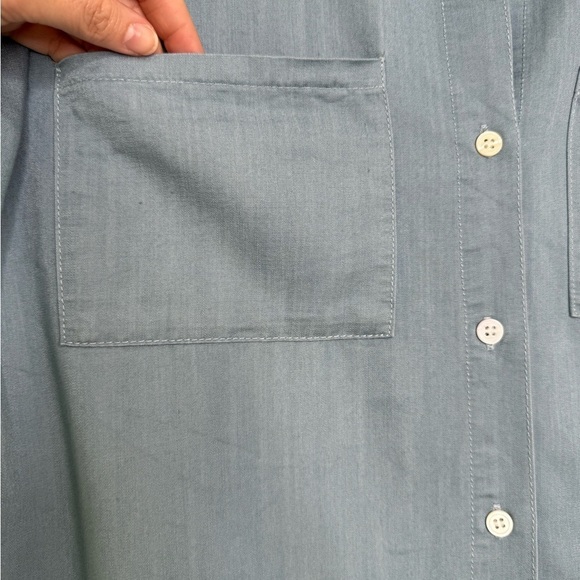 Zilcremo Casual Blue Denim Button Up Mini Shirt Dress - Picture 3 of 8